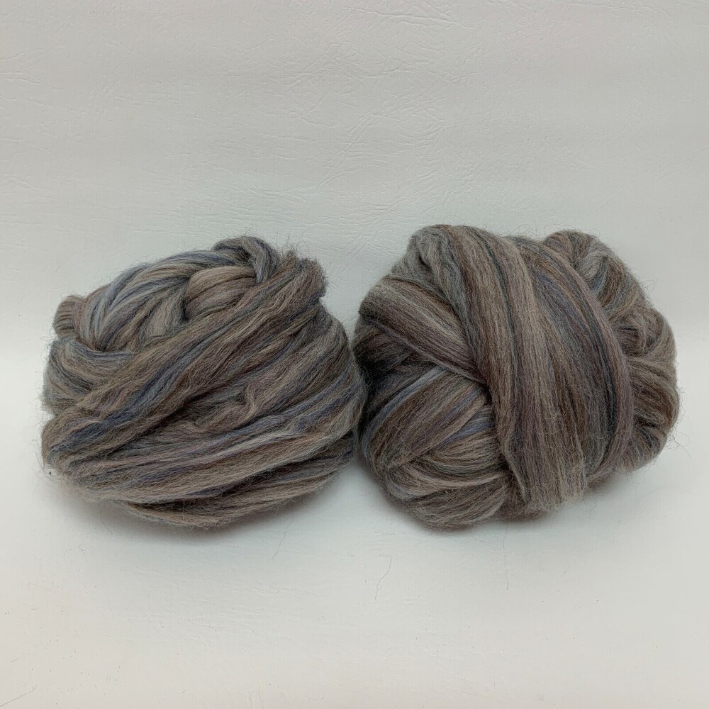 Wool Gray Blue Multi-color Balls‎ Skeins Lot of 2